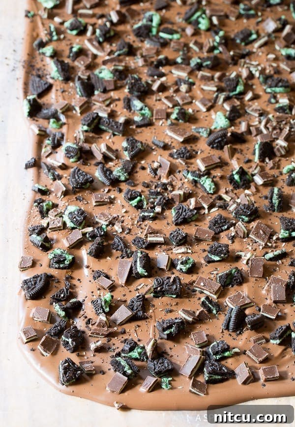 mint-chocolate Mint chocolate pieces, the core flavors of this delicious bark.