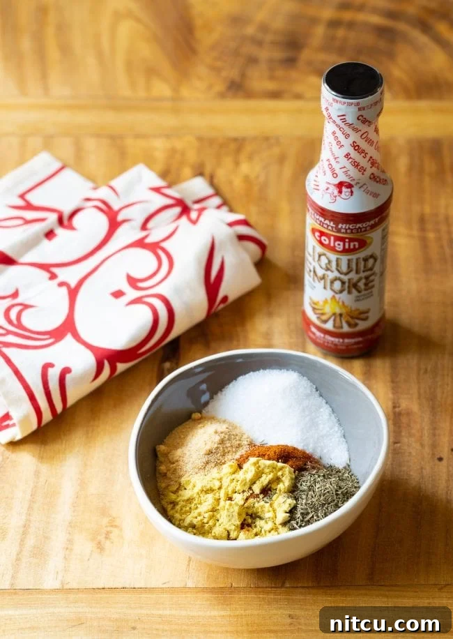 Dry Rub and Liquid Smoke #ASpicyPerspective #Brisket #BeefBrisket #BrisketRecipe #BeefBrisketRecipe #BrisektInOven #HowtoCookBrisket #TexasStyleBrisket #LiquidSmoke #SmokedBrisketRecipe #BrisketRecipeOven Ingredients for dry rub and cooking a beef brisket in the oven.