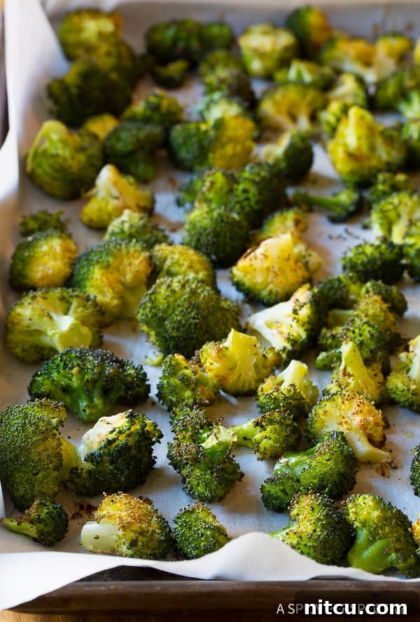 Crispy Roasted Broccoli 4 Perfectly coated broccoli florets ready for roasting
