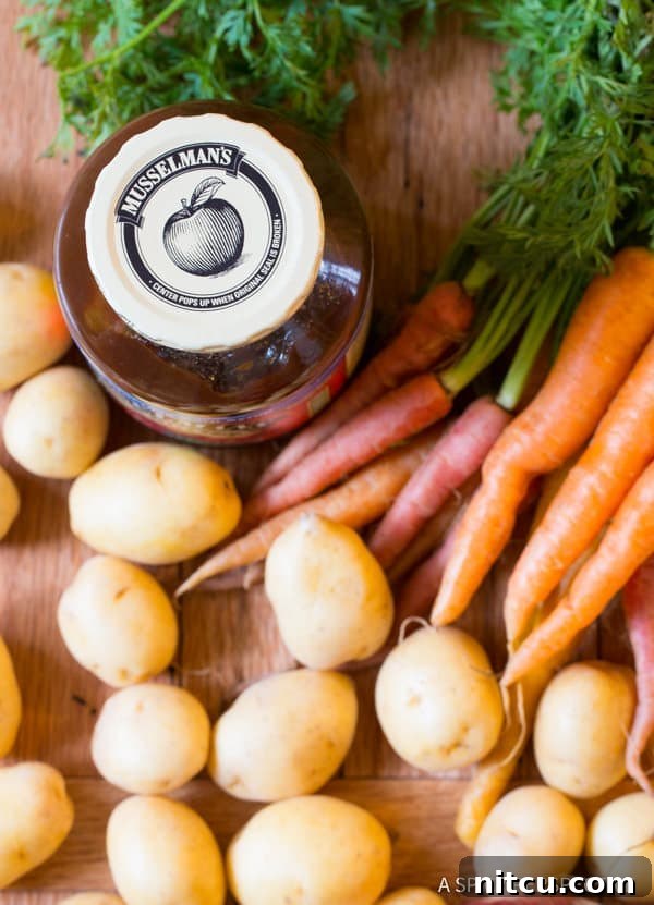 Melt-in-Your-Mouth Slow Cooker Pork Loin and Root Veggies 6 Musselman's Apple Butter, a key ingredient for the sauce