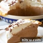 Delicious French Silk Pie with a golden crust and creamy filling.