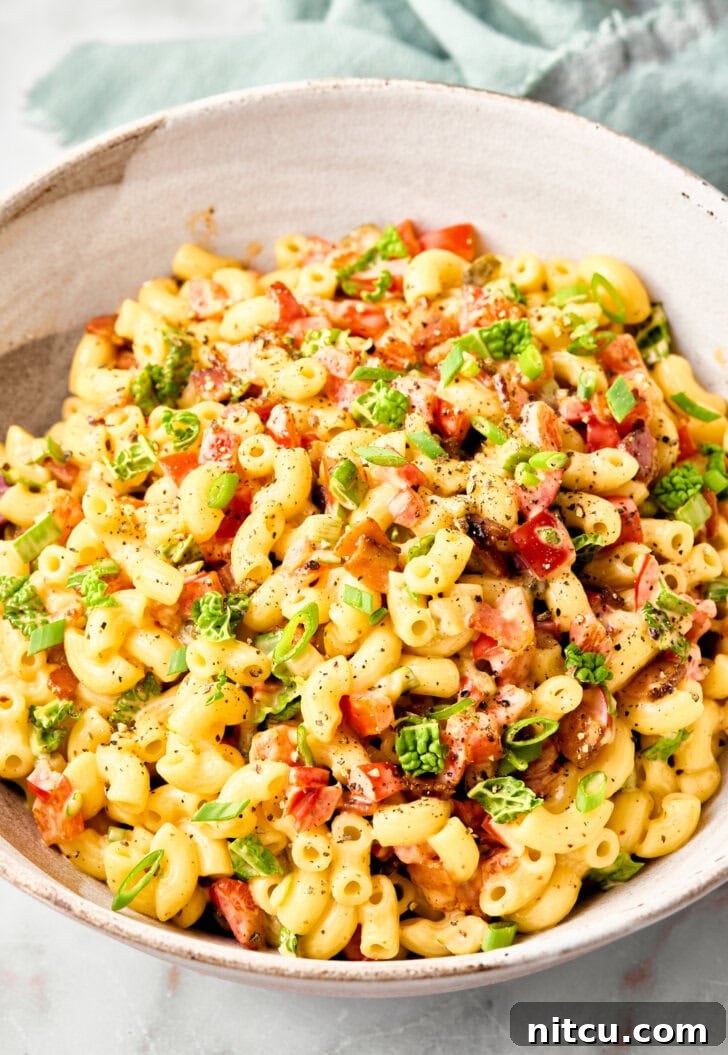 Macaroni Salad - A Zesty Twist on a Classic Best Macaroni Salad Recipe - close hot in large bowl