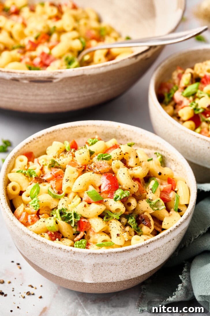 Preparing Homemade Macaroni Salad Recipe for Macaroni Salad in three bowls
