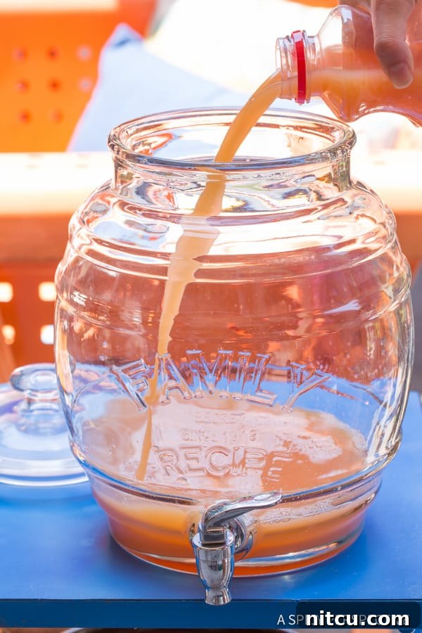 Large batch of Bahamian Blaster Party Punch Bahamian Blaster Punch - mixed in large jug, ready to serve
