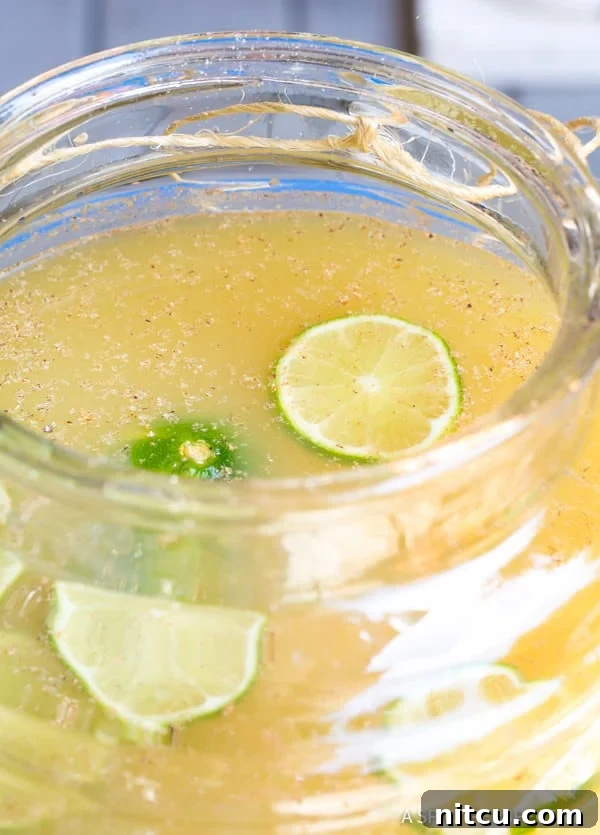 Mule Kick Monsoon Brew 5 Simple and sparkling Stormy Donkey Party Punch, garnished with fresh fruit, ideal for any large celebration.