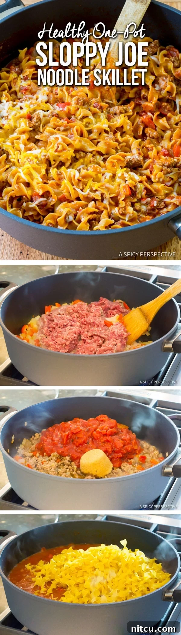 Easy Skillet Sloppy Joe Noodle Dinner 2 Healthified One-Pot Sloppy Joe Noodle Skillet - Easy and Delicious Family Dinner