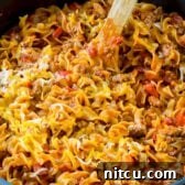Cozy One-Pot Sloppy Joe Noodle Skillet (Gluten Free!) | ASpicyPerspective.com