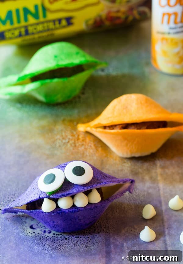 Chocolate Taco Critters 10 Simple Chocolate Taco Monsters for Halloween! Dessert for Parties
