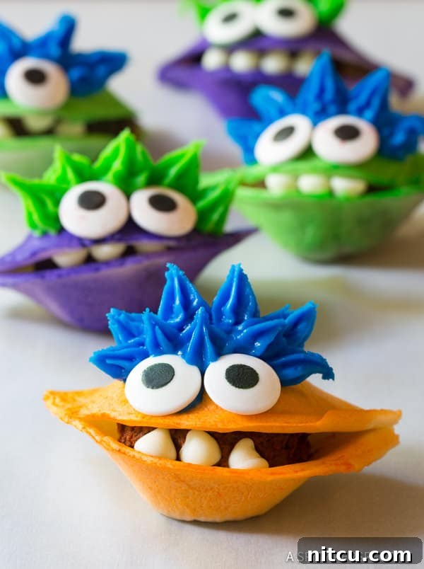 Chocolate Taco Critters 4 Fun Chocolate Taco Monsters for Halloween! Kid-Friendly Recipe