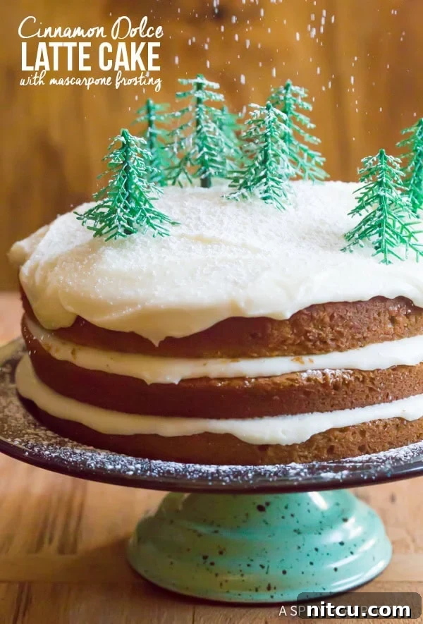 The Ultimate Cinnamon Dolce Latte Cake with Mascarpone Frosting, perfect for any celebration.