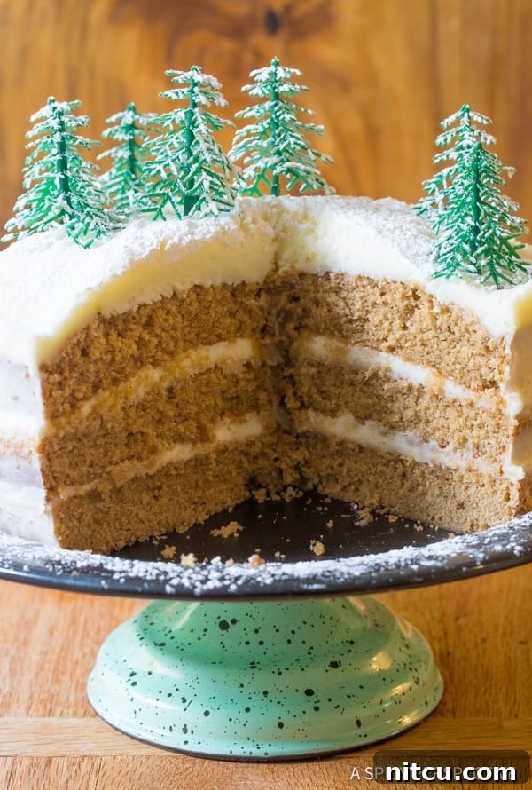 Dazzling Cinnamon Dolce Latte Cake with Mascarpone Frosting, ready for a holiday feast.
