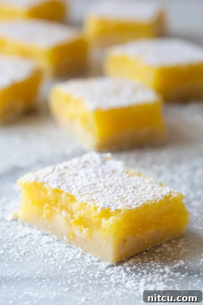 Lemon Squares #ASpicyPerspective #Lemon #Bars #LemonBars #LemonSquares #CookieCrust #WhiteChocolate #Spring #Dessert #Easter Lemon Squares Recipe - cut into lemon bars of squares