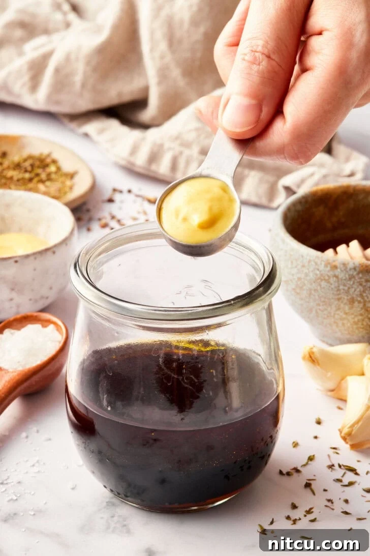 Elevate Your Salad with Homemade Balsamic Vinaigrette 7 balsamic vinaigrette with a touch of dijon mustard to balance the flavor and thicken the salad dressing