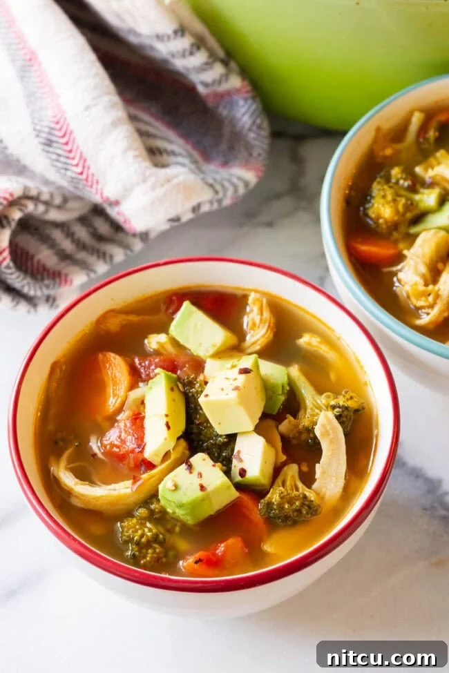 overhead bowl of chicken detox soup