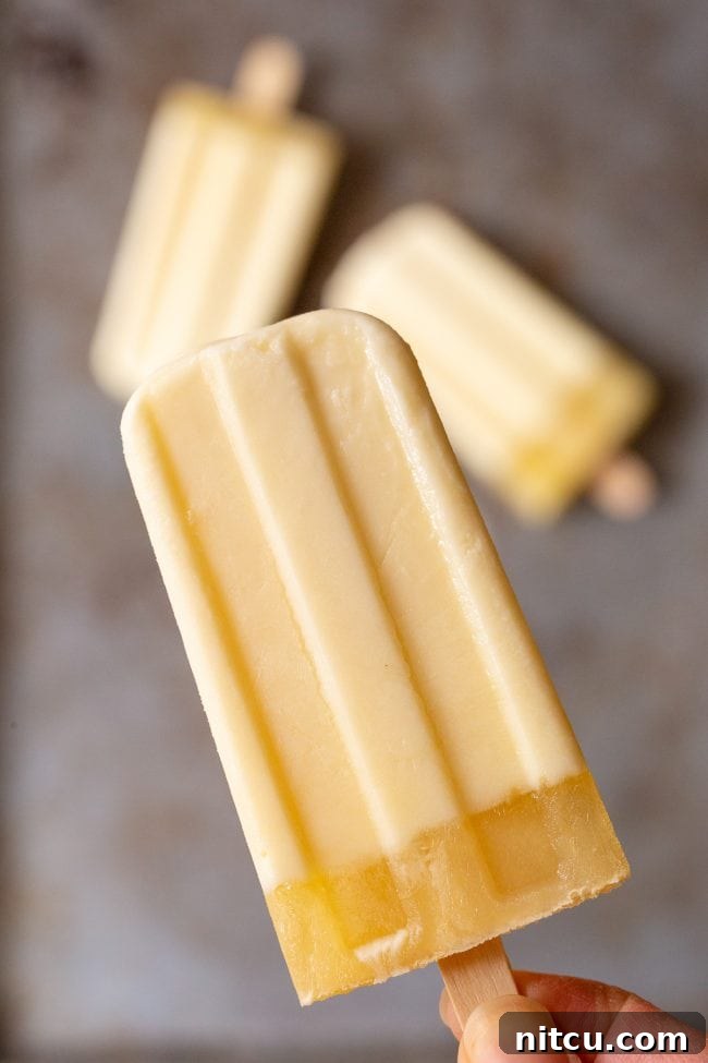 Creamy Pineapple Orange Dream 4 Ingredients for homemade creamsicles: juice, cream, sugar, vanilla