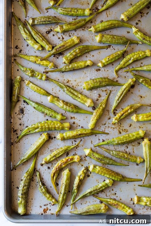 Platter of best zesty roasted okra recipe, a perfect healthy snack