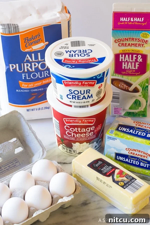 Ingredients needed for the Croatian Cheese Strukli Recipe.