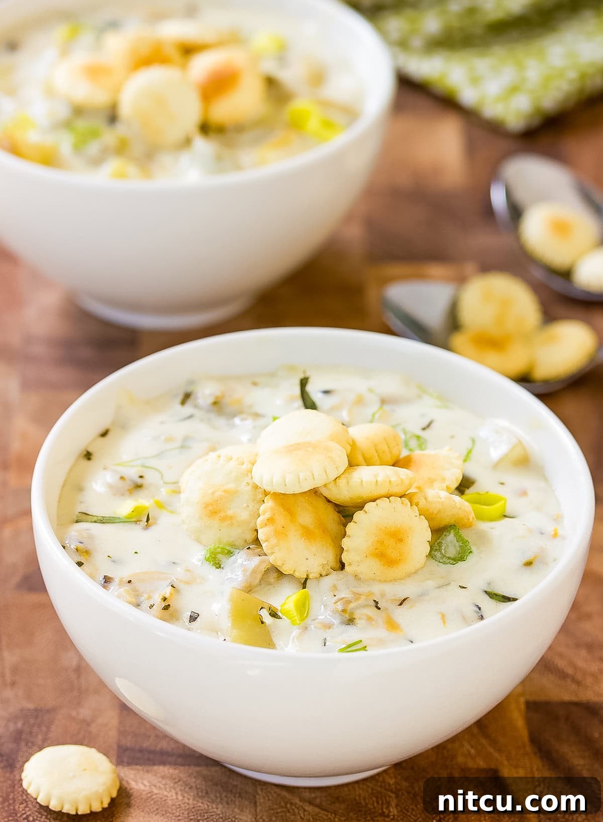 New England recipe with clams and fresh herbs, ready to be served