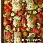 Finished Low Carb Sheet Pan Chicken Cacciatore dish