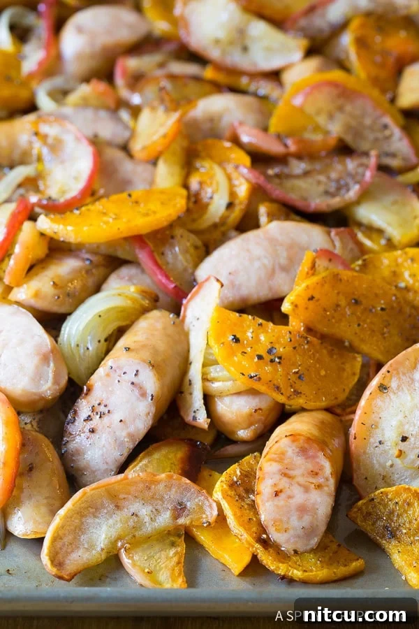 Rustic Chicken Sausage Apple Squash Sheet Pan Dinner