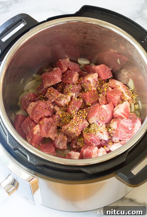 Ultimate Pressure Cooker Corned Beef & Cabbage Stew 8 Cooking Process of Pressure Cooker Corned Beef Cabbage Irish Stew