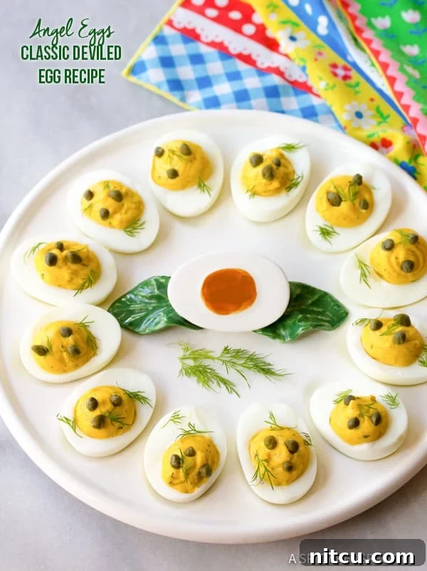 Heavenly Deviled Eggs 3 Best Deviled Eggs Recipe resting on a deviled egg plate