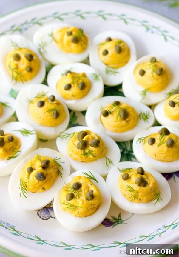 Heavenly Deviled Eggs 4 Angel Eggs Recipe with capers and fresh dill