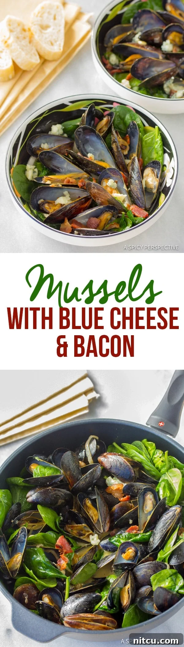 Mouthwatering Mussels with Blue Cheese and Crispy Bacon (Moules Fromage Bleu) – A Gourmet French Delight for Home Cooks