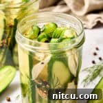 Fast & Fresh Pickles 9 Homemade Refrigerator Pickles Recipe - the best recipe for dill pickles - front view of jar