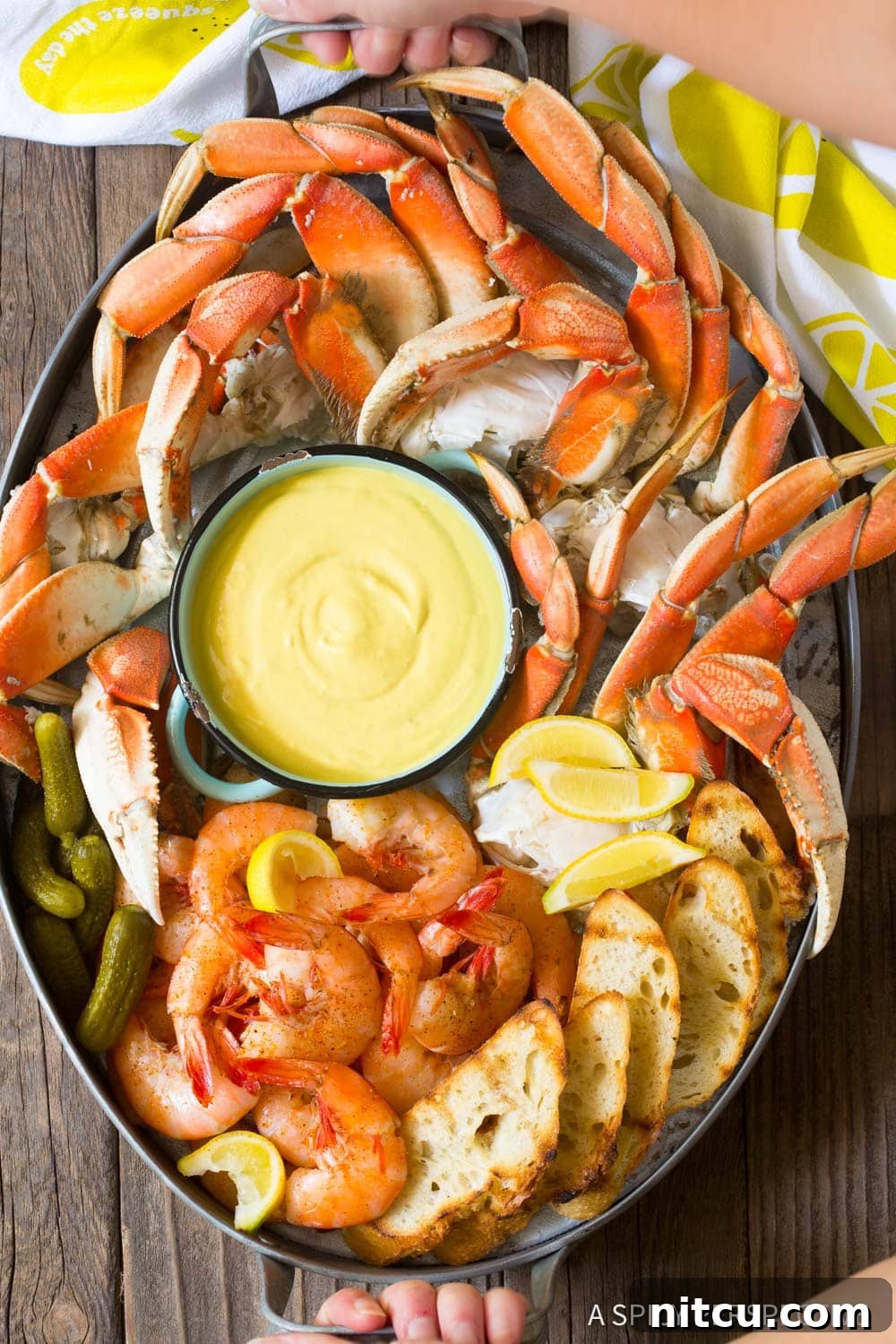 Sauce-for-Seafood A grand seafood platter, centered by a bowl of the mustard seafood sauce, inviting guests to dip.