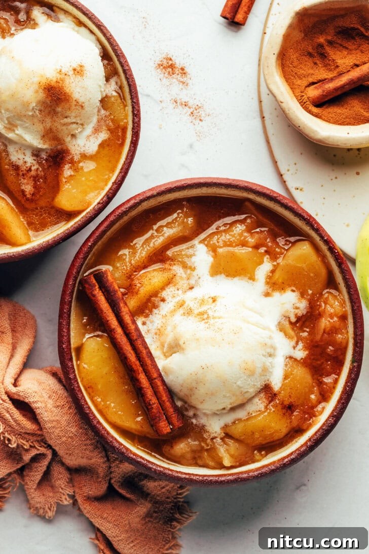 spiced-apples Spiced Apples in bowl with ice cream