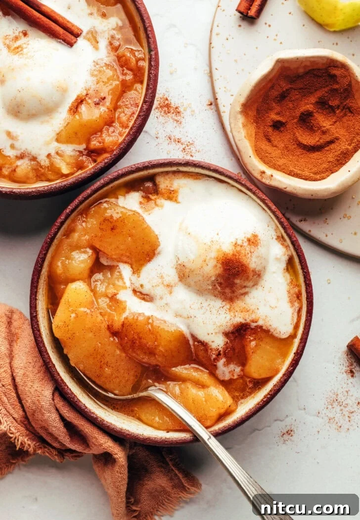 flavors-of-fall Easy Cinnamon apples in Instant Pot - with ice cream