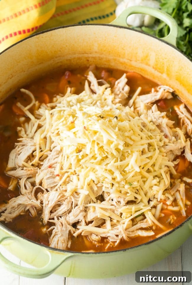 Chicken Tortilla Soup Recipe - add shredded cheese