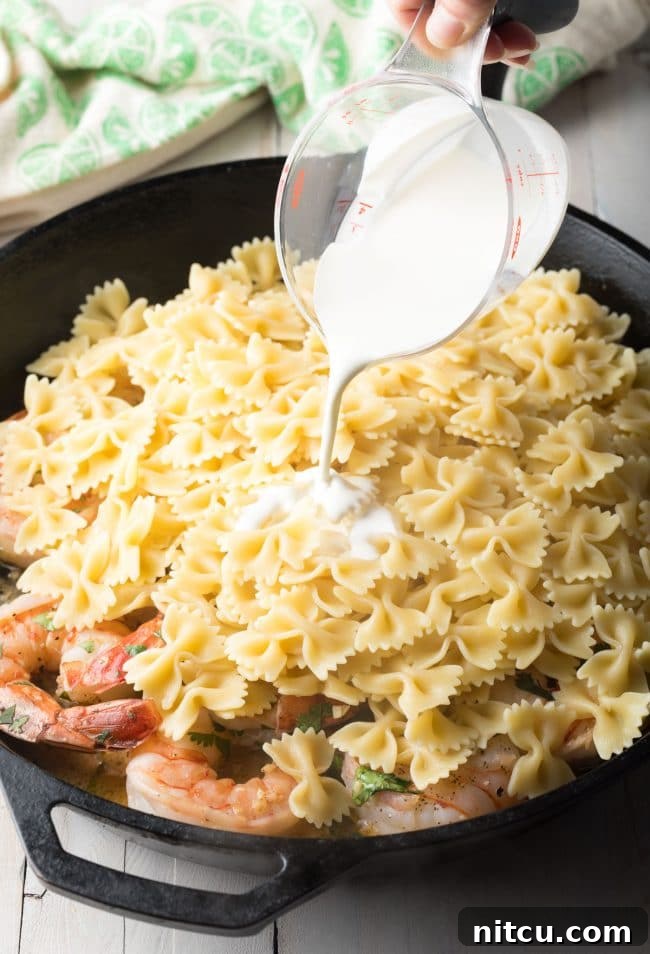 Cilantro Lime Shrimp Pasta Recipe with Cream Sauce (Stovetop or Instant Pot!) ASpicyPerspective instantpot pressurecooker onepot pasta shrimp