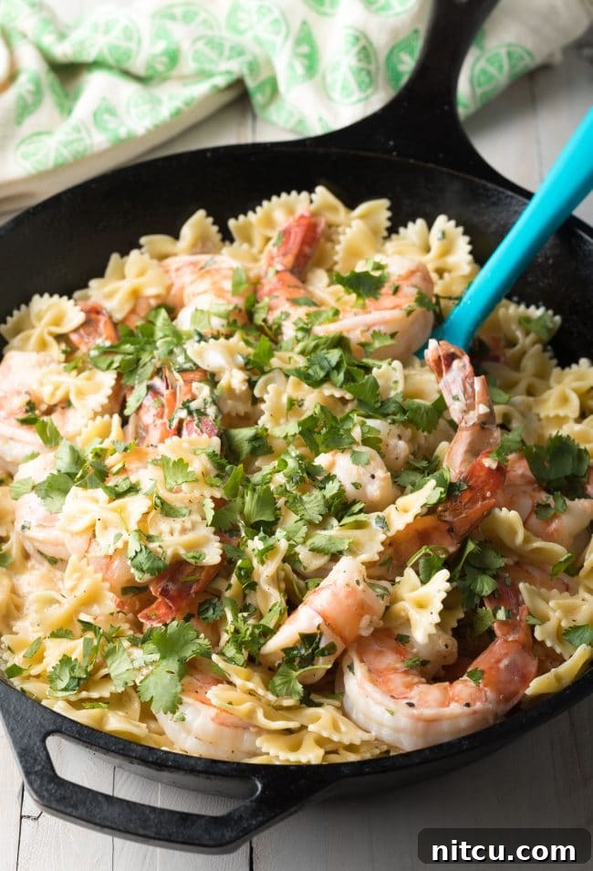 Fresh Cilantro Lime Shrimp Pasta Recipe (Stovetop or Instant Pot!) ASpicyPerspective instantpot pressurecooker onepot pasta shrimp