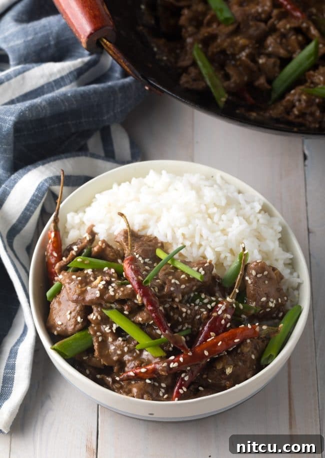 Easy Szechuan Beef Stir-Fry 3 Serve this sesame beef with a side of white rice