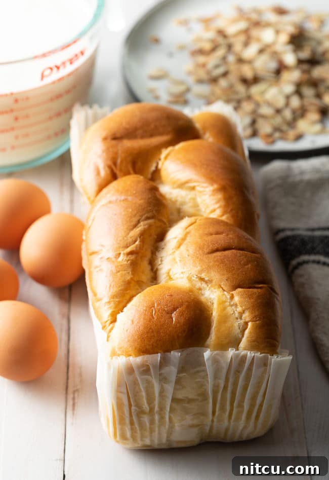 Golden Fluffy French Toast Perfection 4 A loaf of brioche bread.