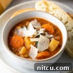 Rustic Tuscan Lentil Soup 12 Flavorful Vegetarian Lentil Soup, a gluten-free and vegan delight perfect for a healthy meal.