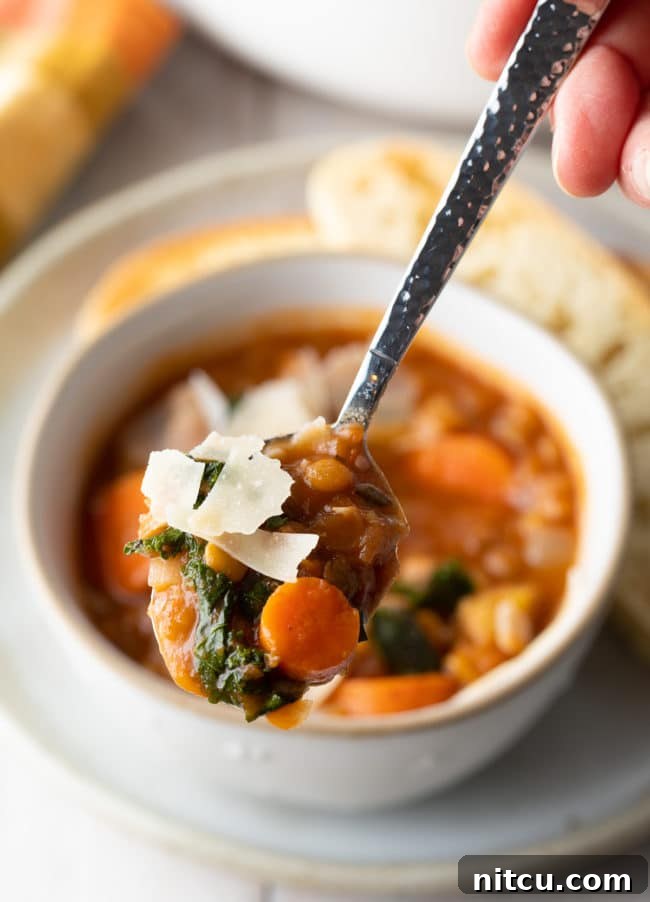 Rustic Tuscan Lentil Soup 4 Preparing Instant Pot Lentil Soup, a quick and easy method for a delicious vegan and gluten-free meal.