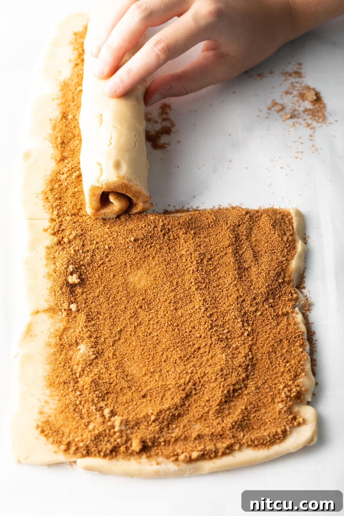 Cinnamon Swirl Cookies 3 Cinnamon sugar mixture sprinkled evenly over cookie dough