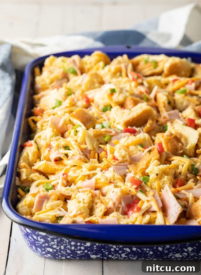 The Ultimate Make-Ahead Breakfast Strata 7 overnight egg bake in pan before baking
