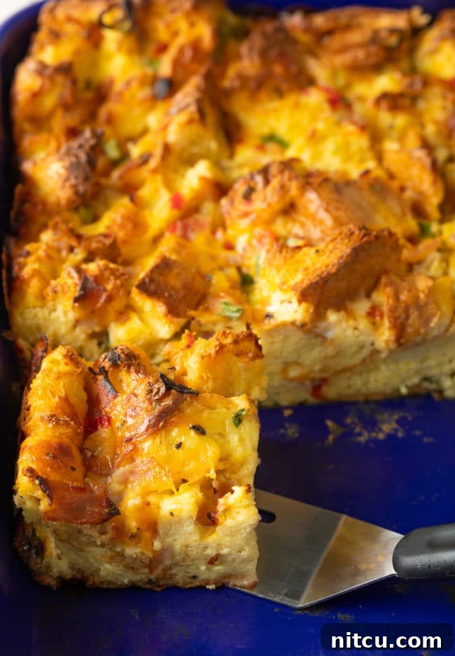 strata-recipe fluffy strata recipe - cut in pan
