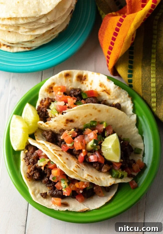Crafting Perfect Flour Tortillas From Scratch 5 Best Homemade Flour Tortilla Recipe for tacos - filled tacos on plate