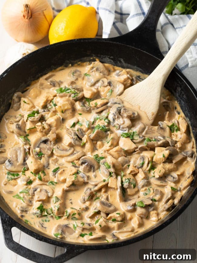 Creamy Cajun Chicken and Mushroom Skillet 10 mushrooms, chicken and creamy sauce