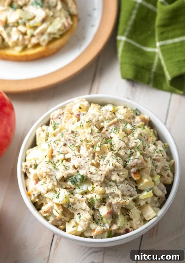 Southern Comfort Chicken Salad 3 Top down view of the best chicken salad recipe in a bowll.