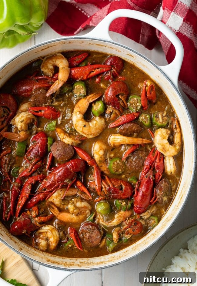 Soulful New Orleans Gumbo 8 new orleans seafood gumbo recipe in a large pot