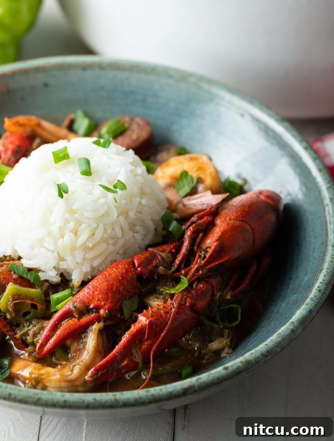 Soulful New Orleans Gumbo 9 crawfish and rice in gumbo broth