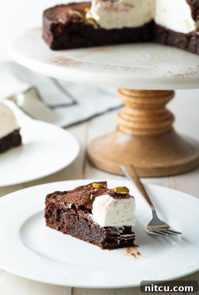 Gluten Free Flourless Fudgy Chocolate Brownie Cake 10 flourless chocolate brownie cake close up of slice