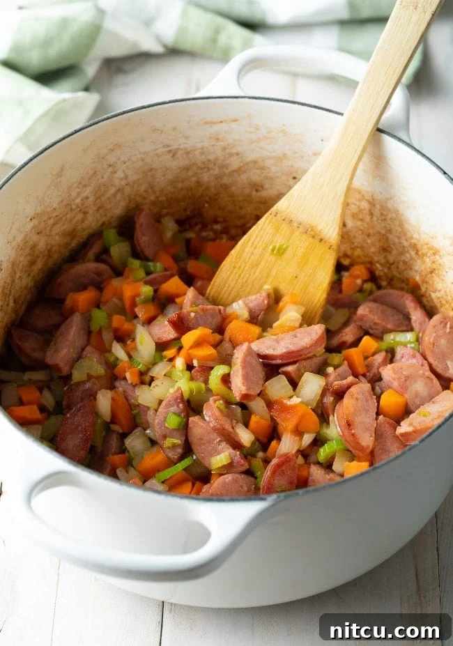 Classic Carolina Chicken Bog 6 sautéed vegetables and sausage