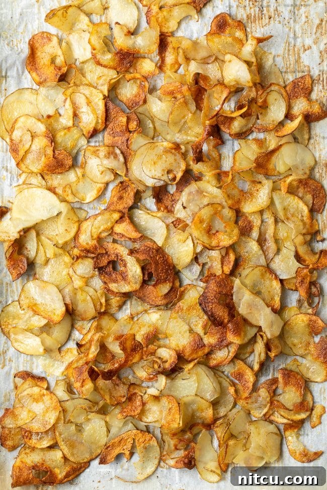 Crispy roasted potatoes cut into ribbons.
